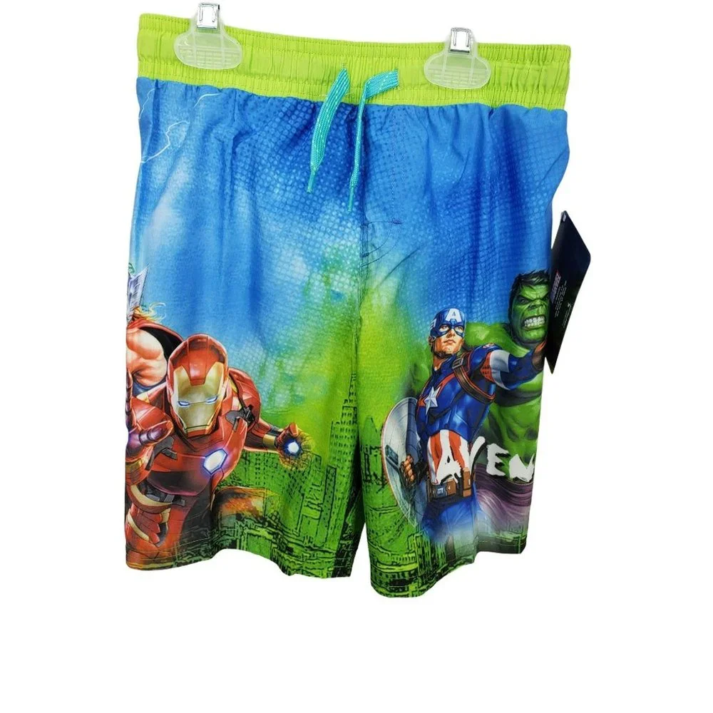 Marvel Avengers Boys 5/6 blue green board swim‎ shorts trunks